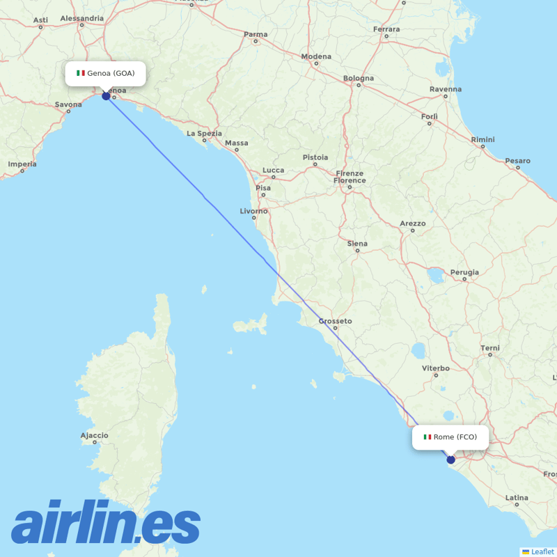 ITA Airways from Genova Sestri destination map