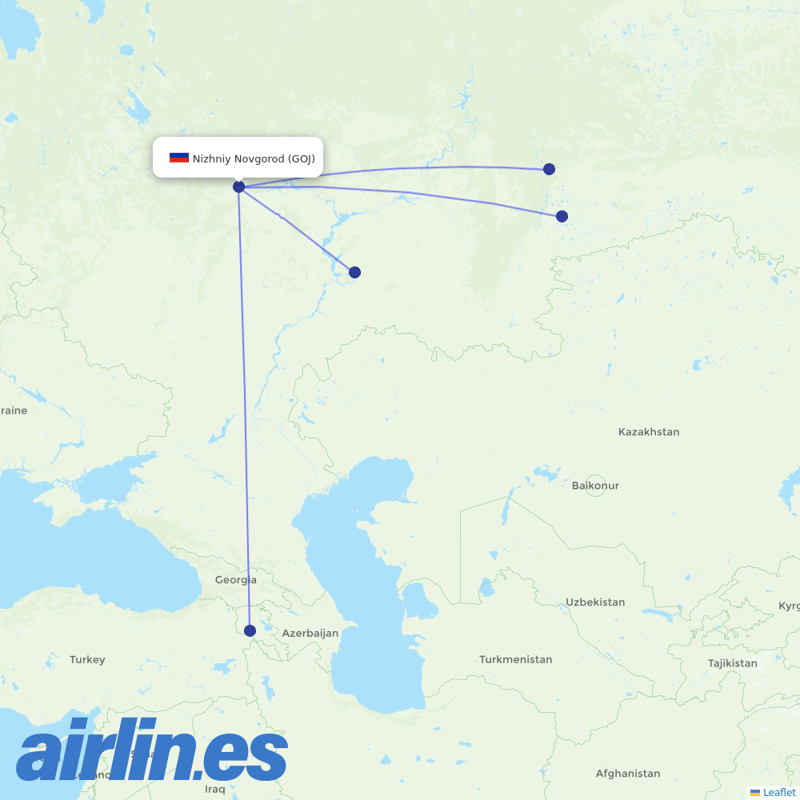 Red Wings from Nizhny Novgorod destination map