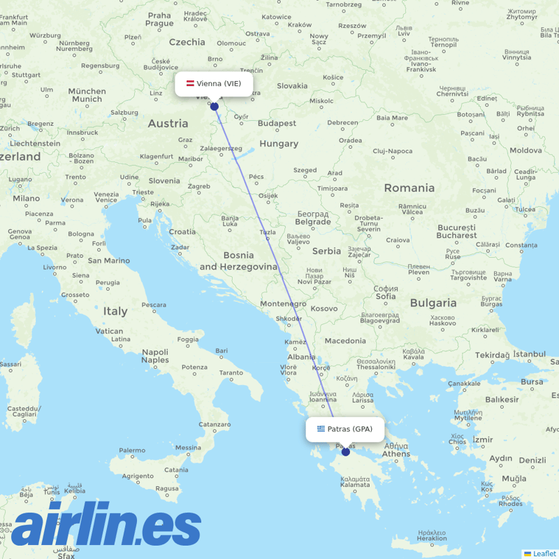 Austrian from Araxos Airport destination map