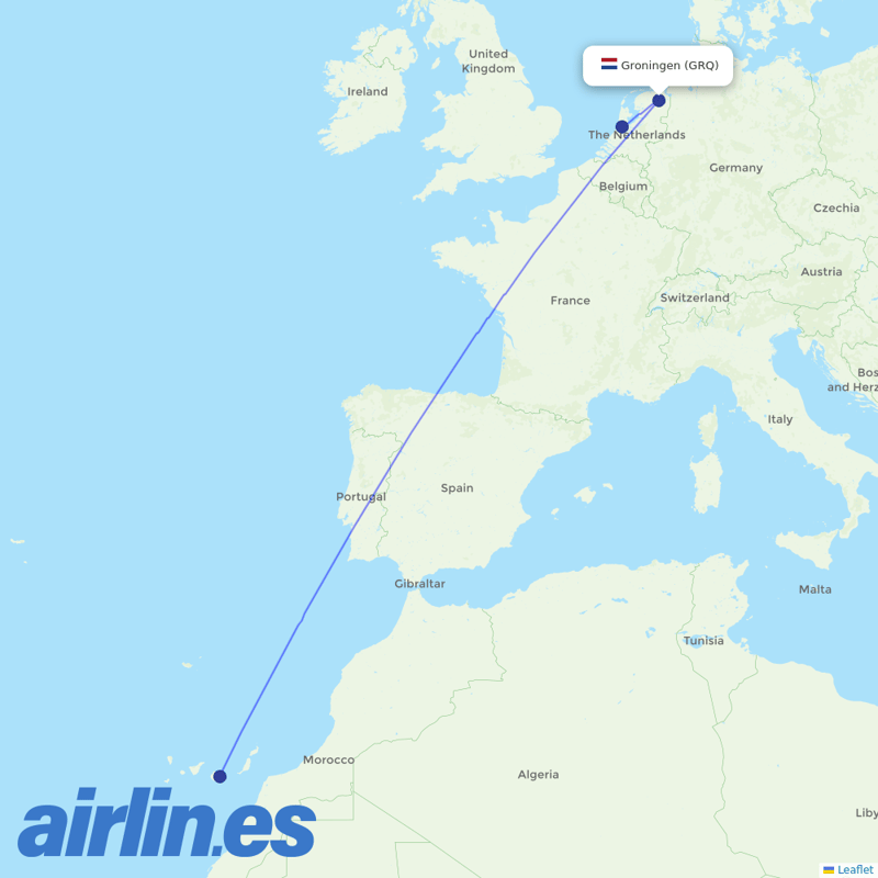 TUIfly Netherlands from Eelde destination map