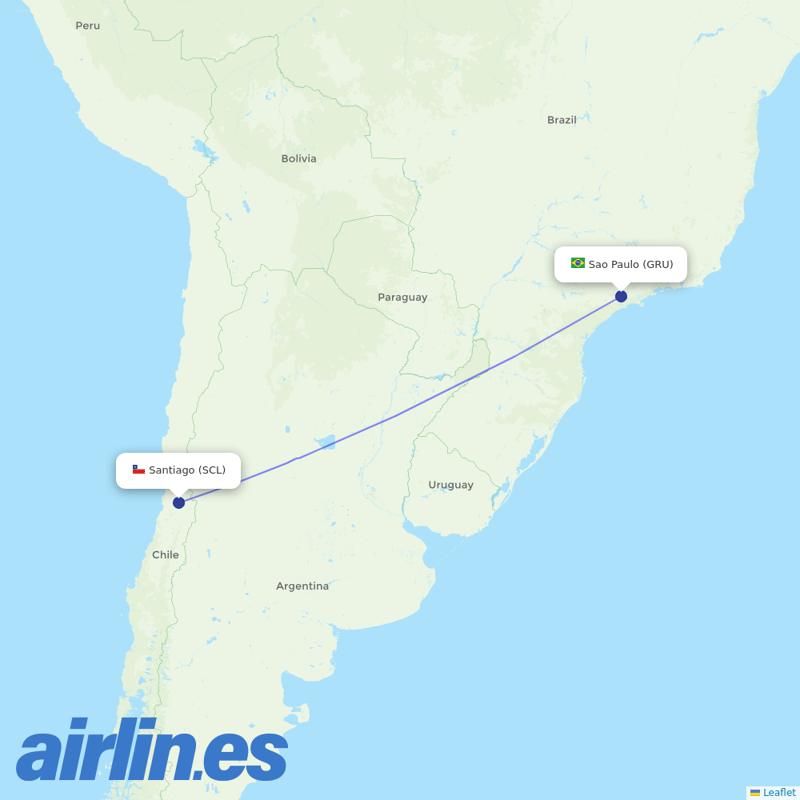 Sky Airline from São Paulo/Guarulhos International Airport destination map