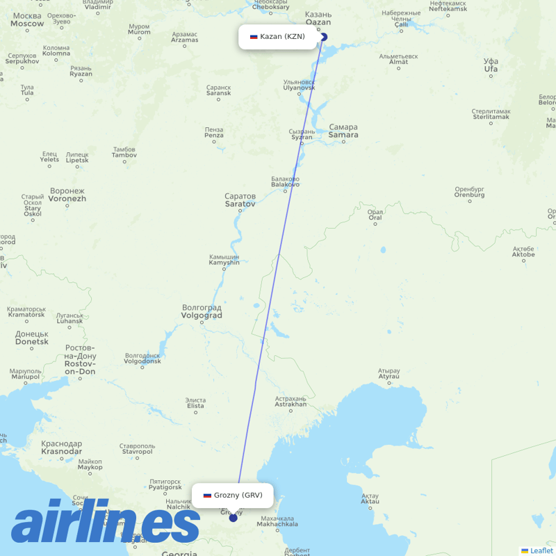 Nordwind Airlines from Grozny Airport destination map
