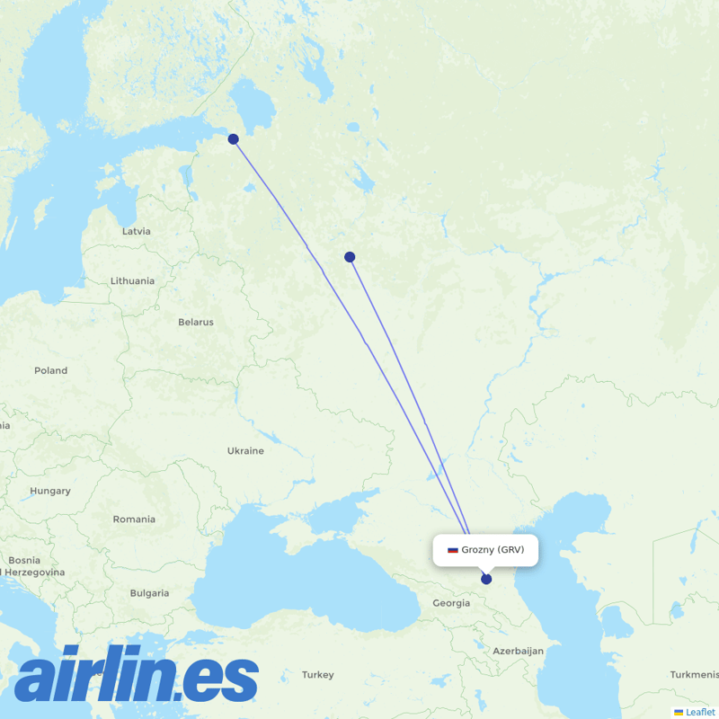 Aeroflot from Grozny Airport destination map