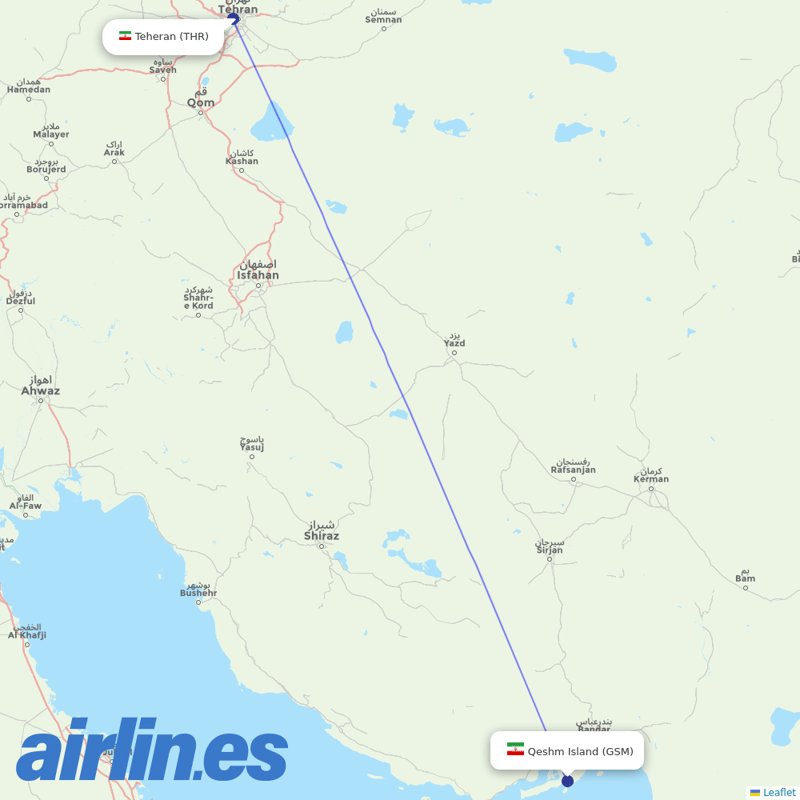 Iran Air from Dayrestan Airport destination map