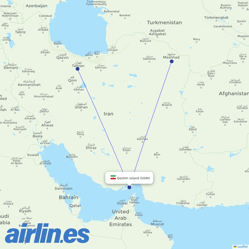 AIS Airlines from Dayrestan Airport destination map