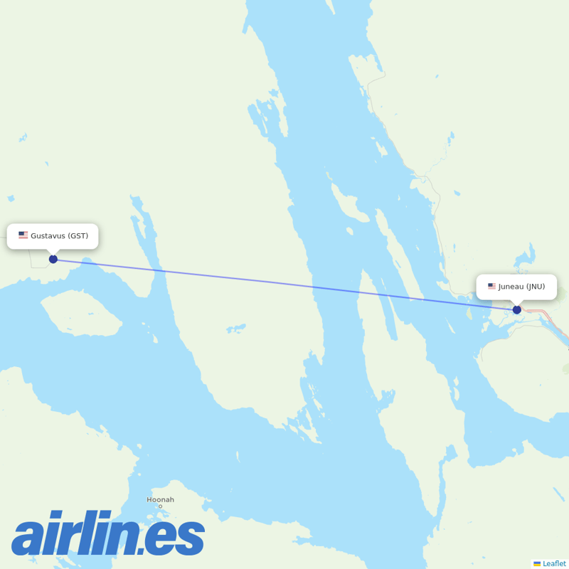 Alaska Airlines from Gustavus Airport destination map