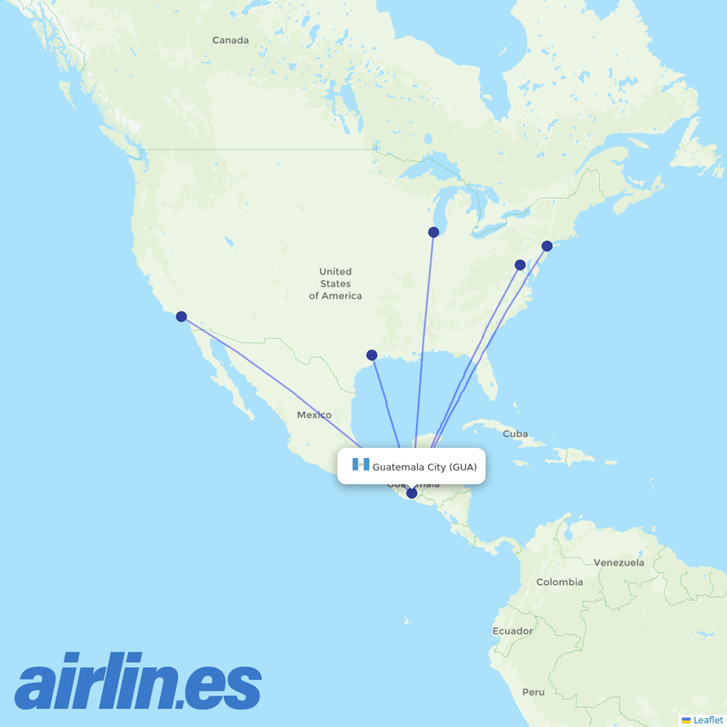 United Airlines from La Aurora destination map