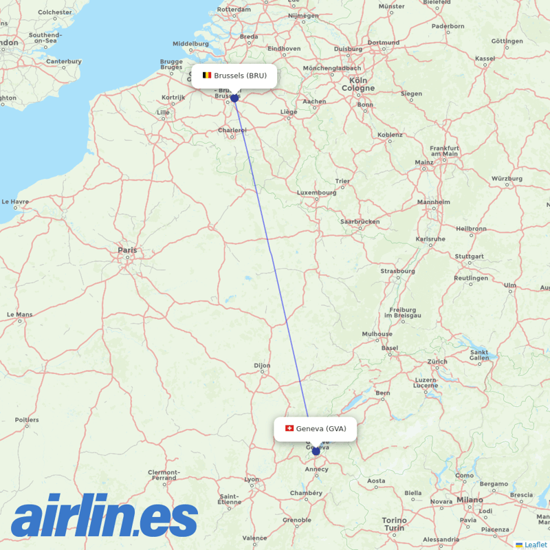 Brussels Airlines from Geneva Airport destination map