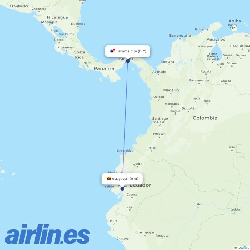 Copa Airlines from Simon Bolivar International destination map