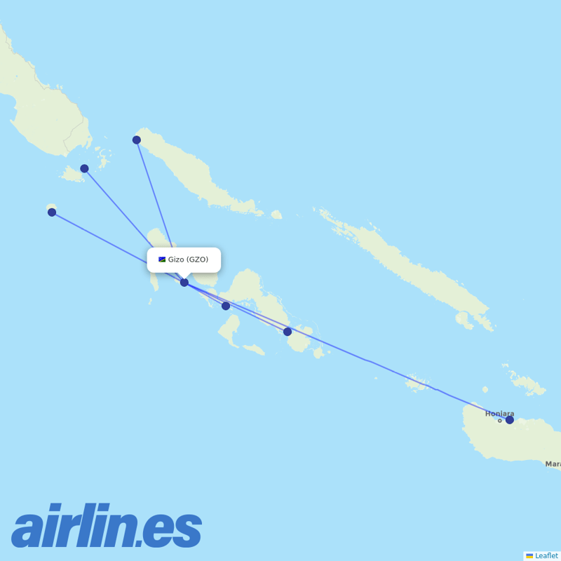 Solomon Airlines from Nusatupe Airport destination map