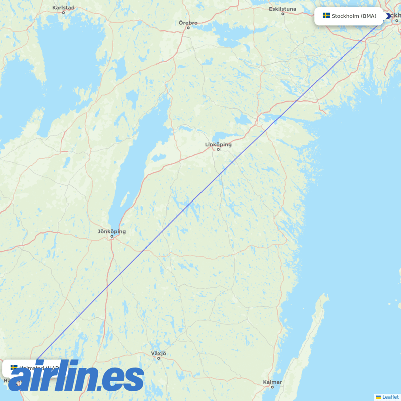 Braathens Regional Airlines from Halmstad destination map