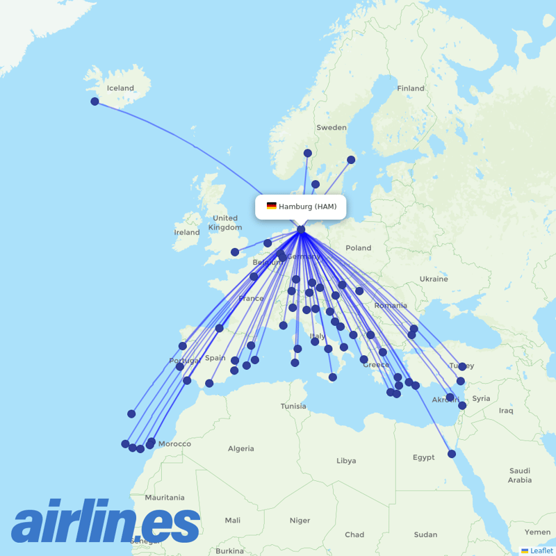 Eurowings from Hamburg Airport destination map