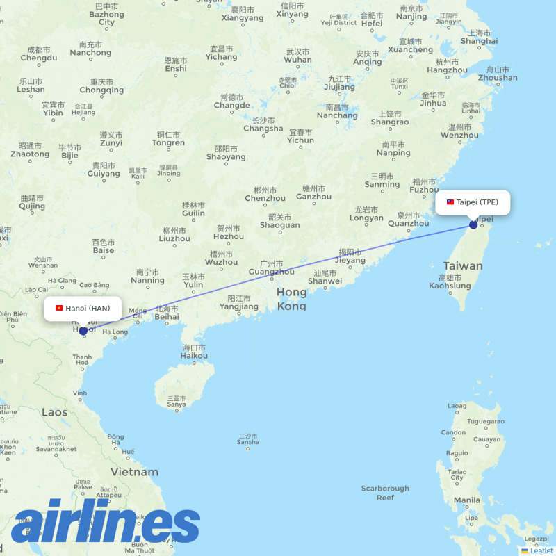 Starlux Airlines from Noibai International destination map