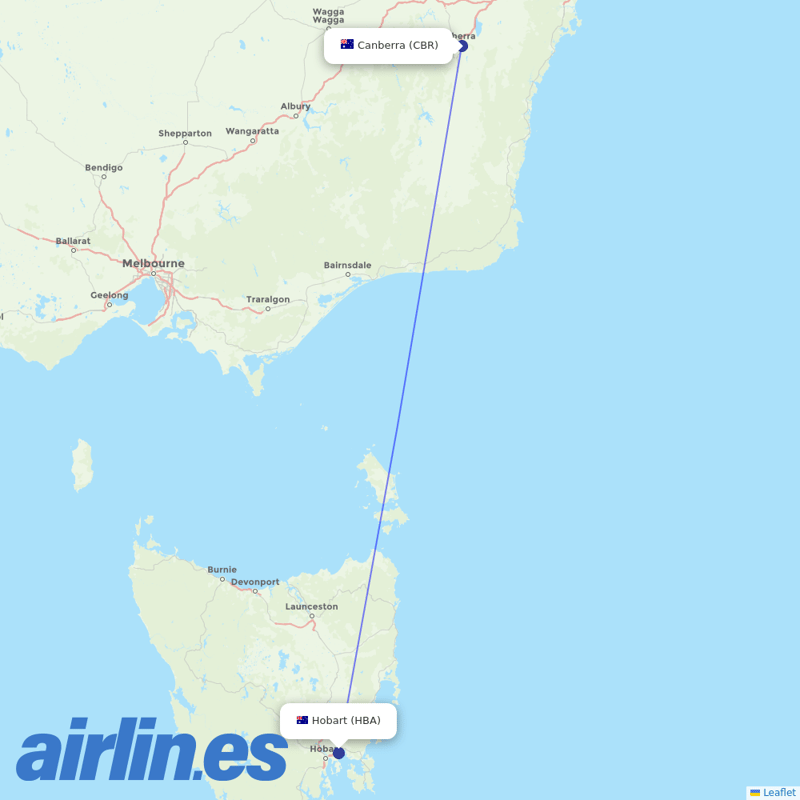 Link Airways from Hobart destination map