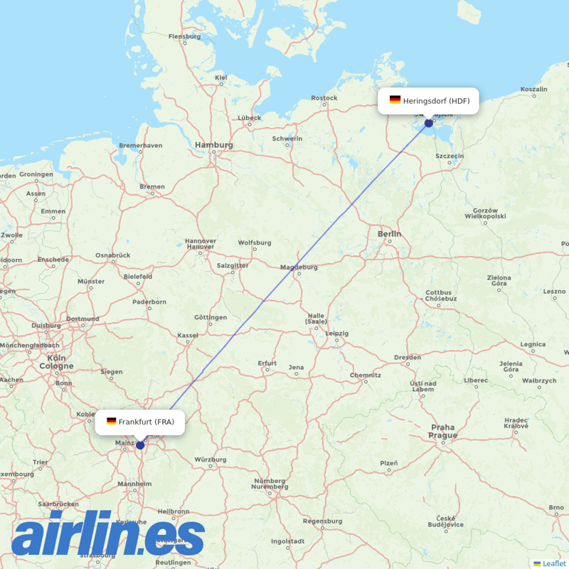 Lufthansa from Heringsdorf Airport destination map