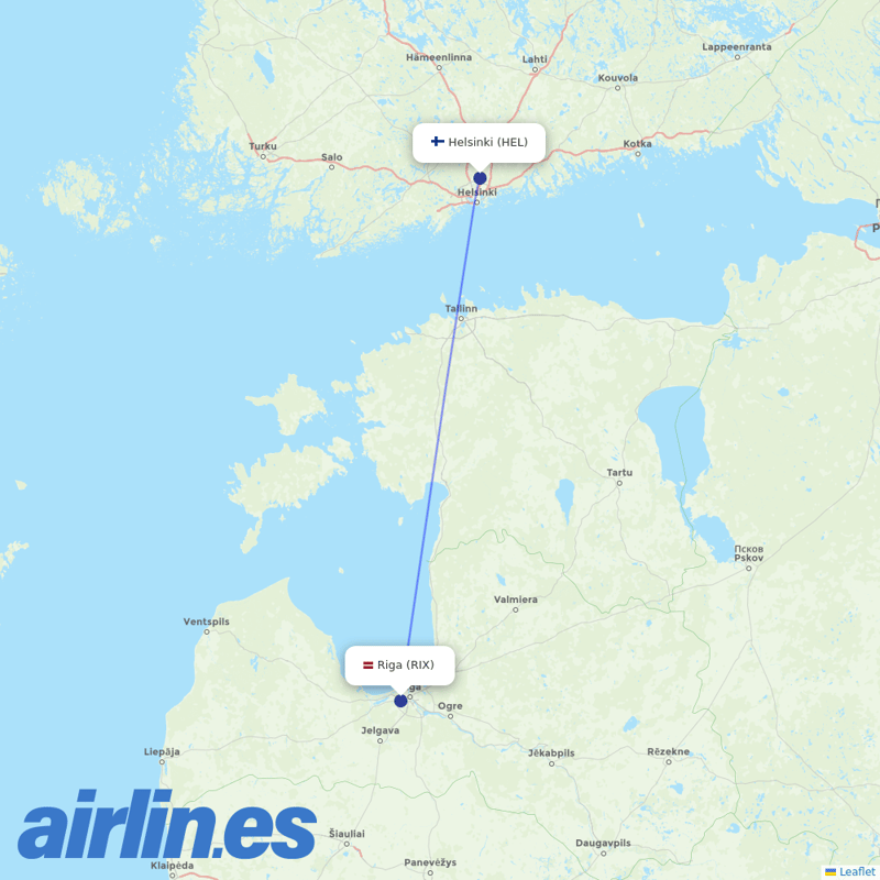 Air Baltic from Helsinki Airport destination map