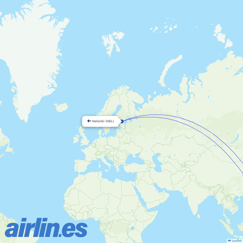 Juneyao Airlines from Helsinki Airport destination map