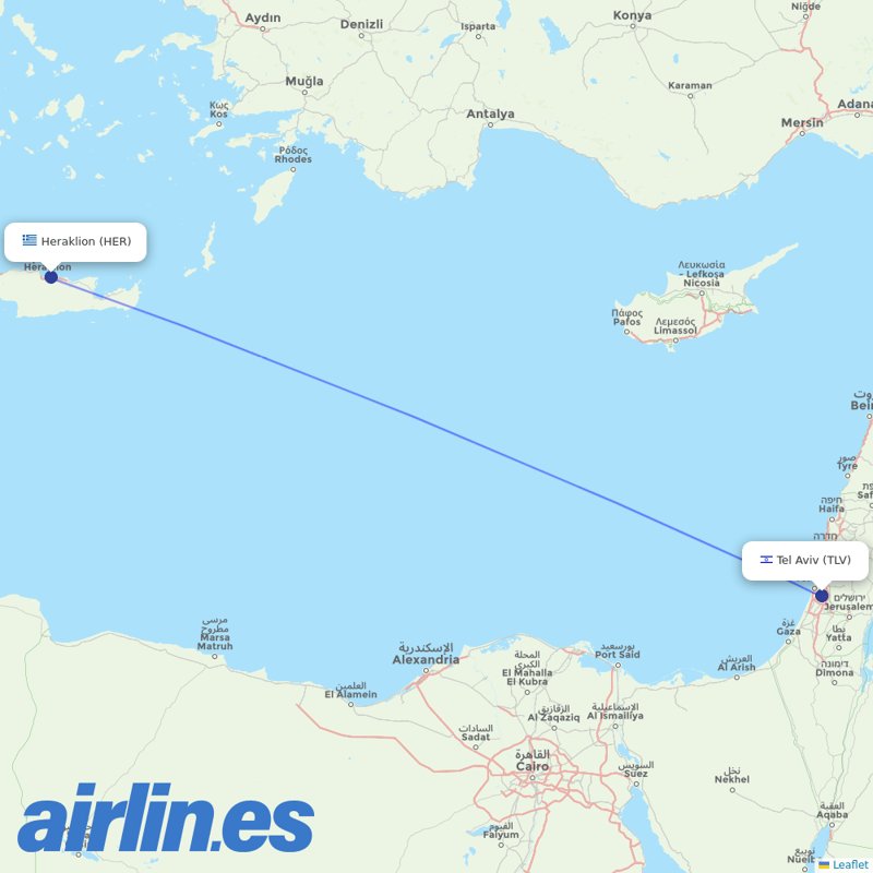 Blue Dart Aviation from Heraklion International Airport destination map