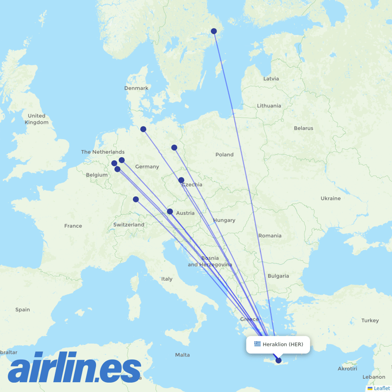 Eurowings from Heraklion International Airport destination map