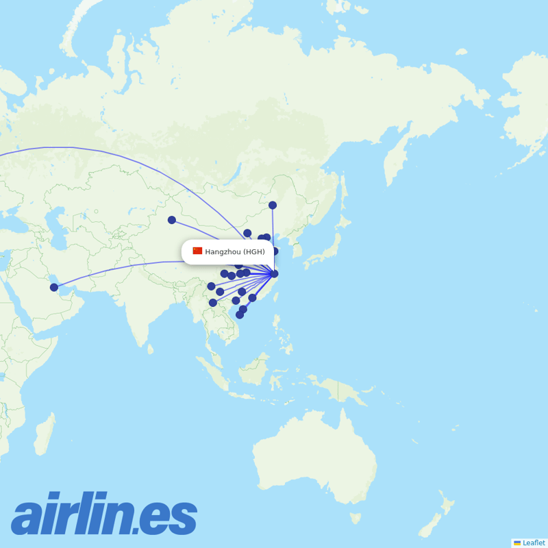 Beijing Capital Airlines from Hangzhou Xiaoshan International Airport destination map
