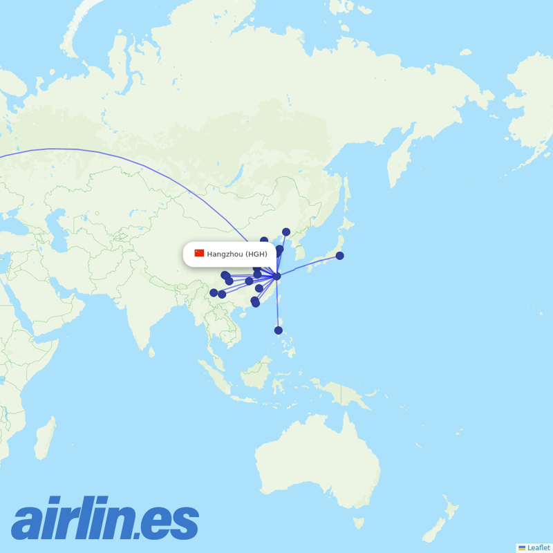 China Eastern Airlines from Hangzhou Xiaoshan International Airport destination map