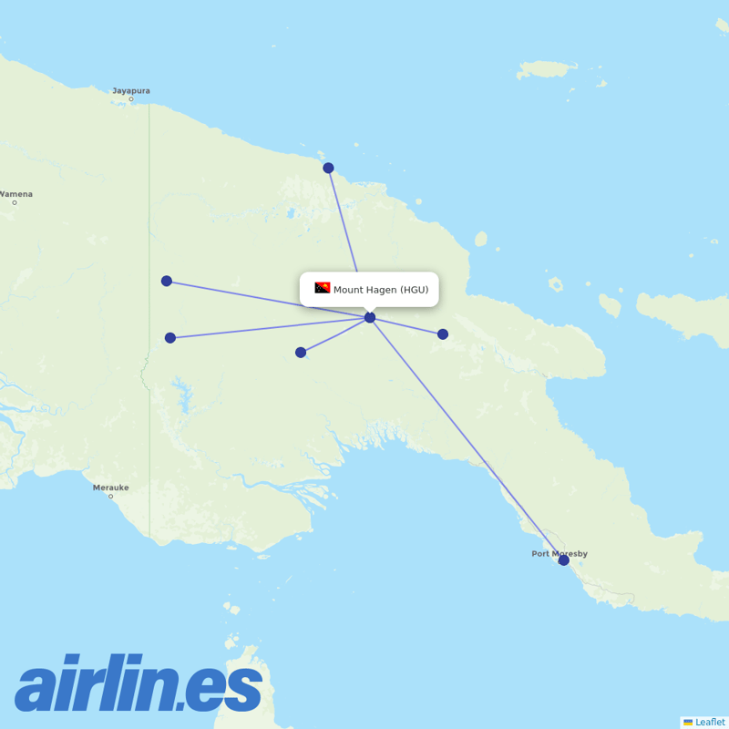 PNG Air from Mount Hagen destination map
