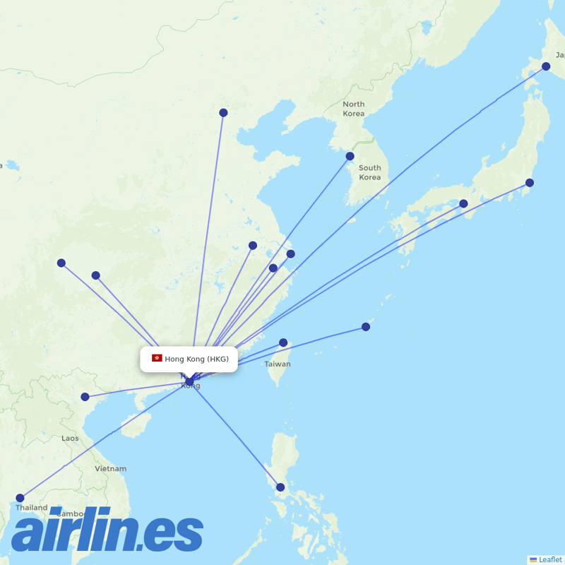 Hong Kong Airlines from Hong Kong International Airport destination map