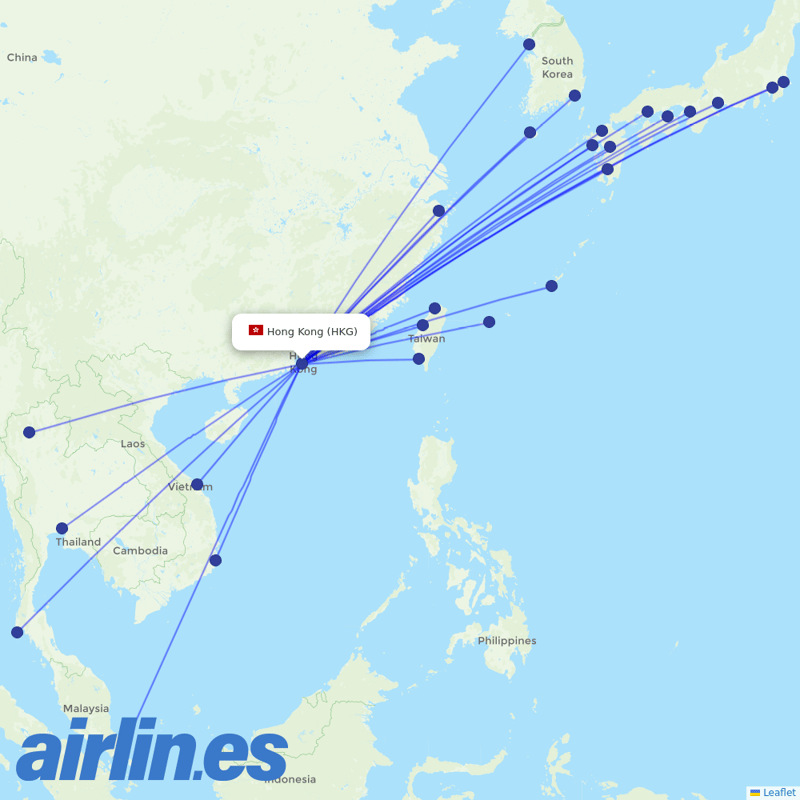 HK Express from Hong Kong International Airport destination map