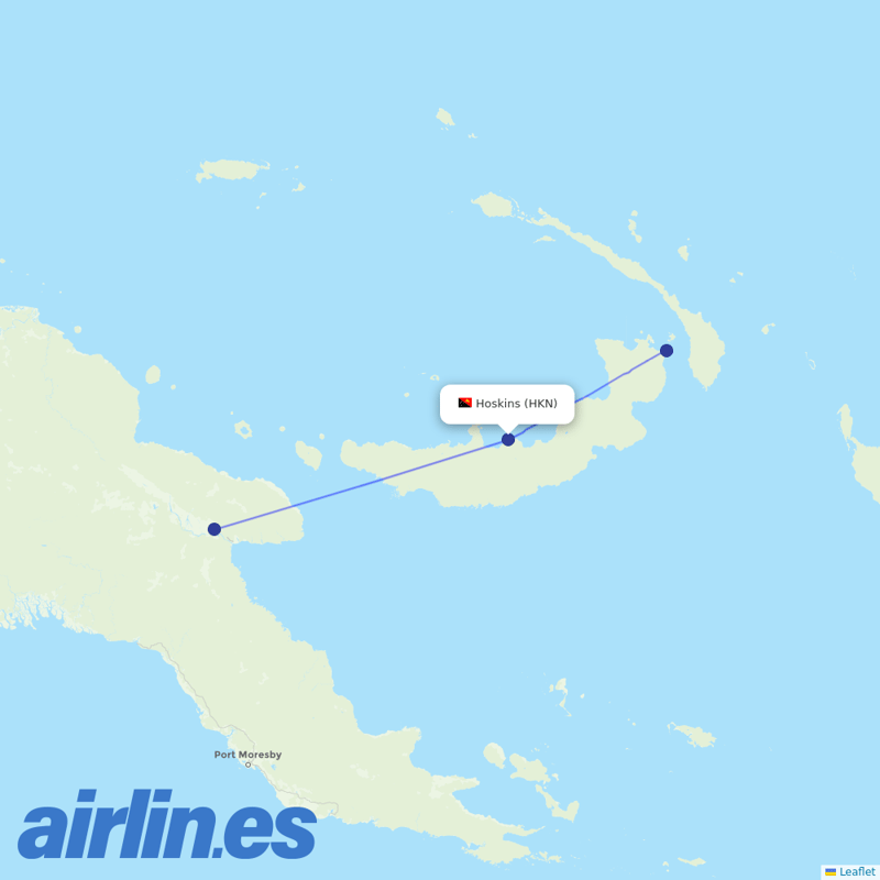 PNG Air from Kimbe Airport destination map