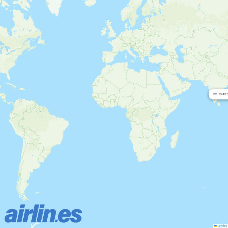 Thai Airways International from Phuket International Airport destination map