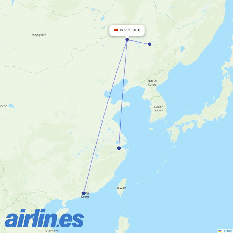 Loong Air from Ulanhot Airport destination map