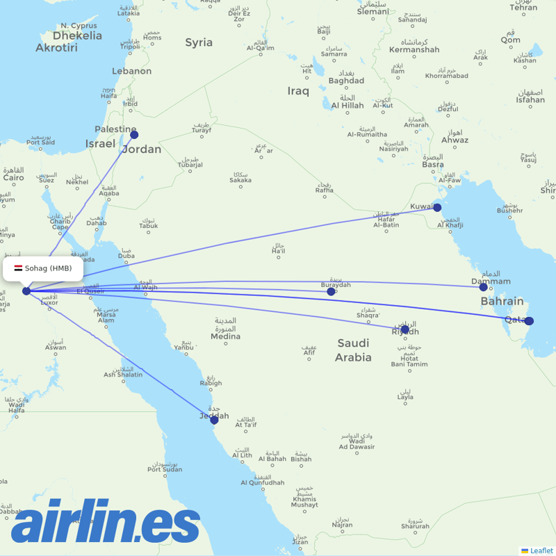 Air Cairo from Sohag International destination map