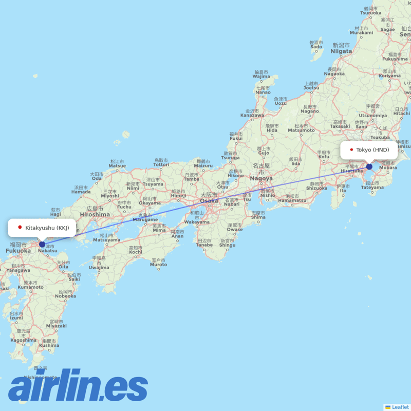 Global Jet from Tokyo International Airport destination map