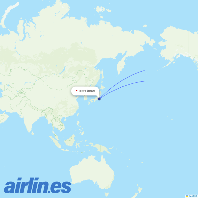 American Airlines from Tokyo International Airport destination map