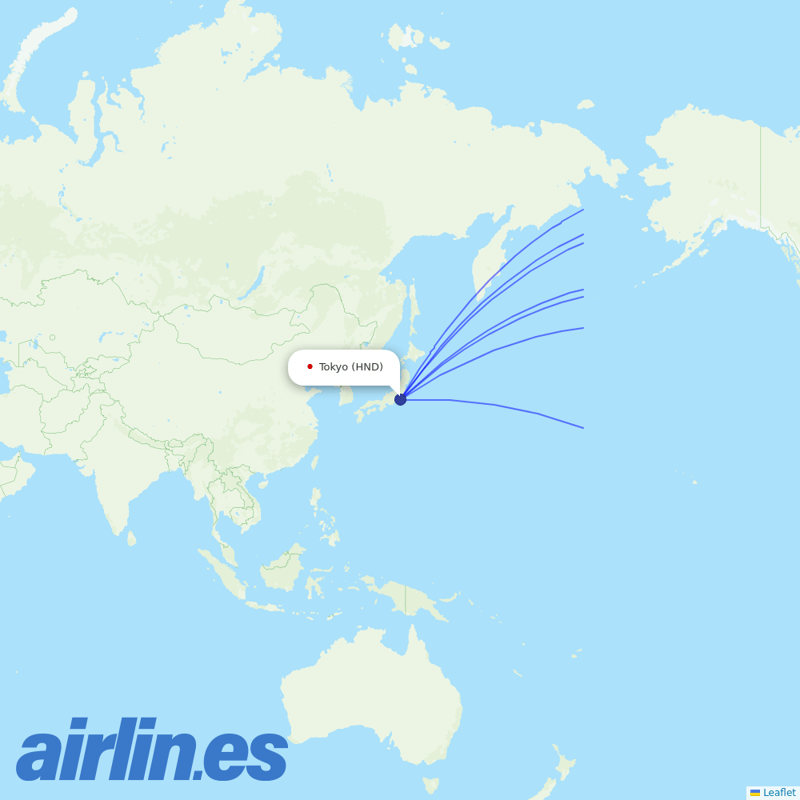 Delta Air Lines from Tokyo International Airport destination map