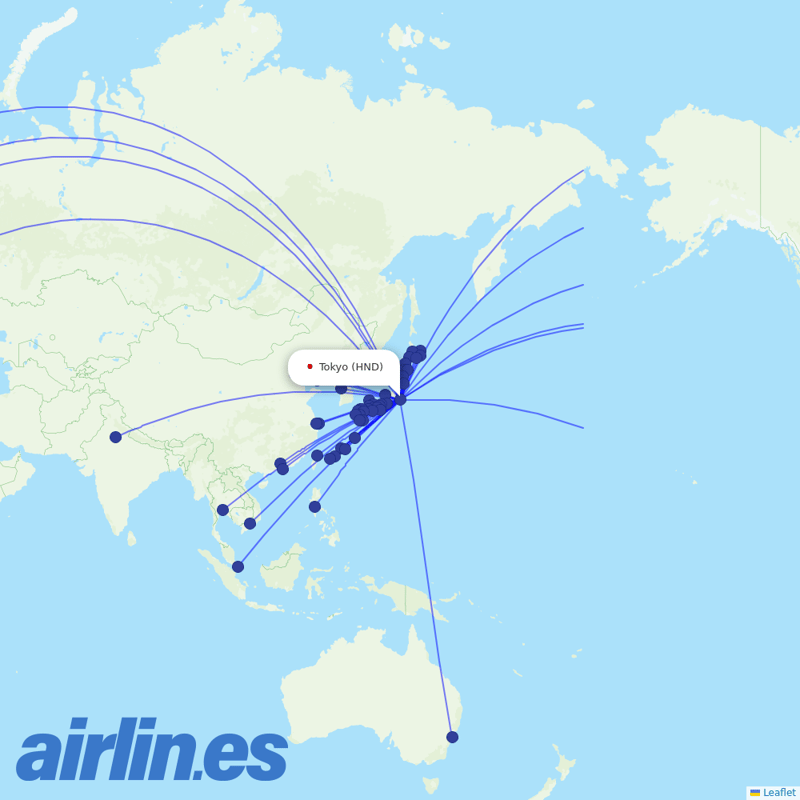 JAL from Tokyo International Airport destination map