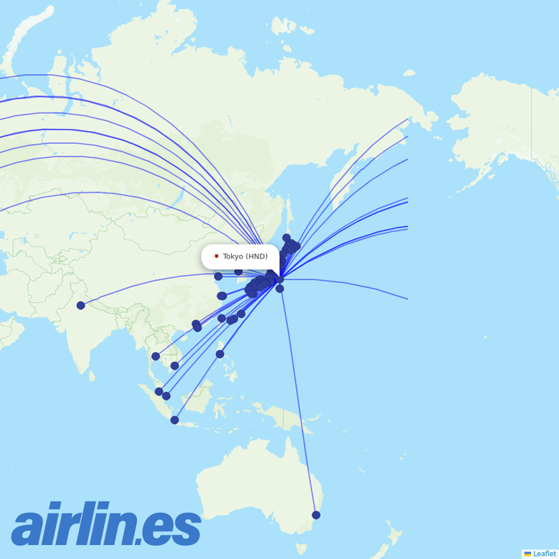 ANA from Tokyo International Airport destination map