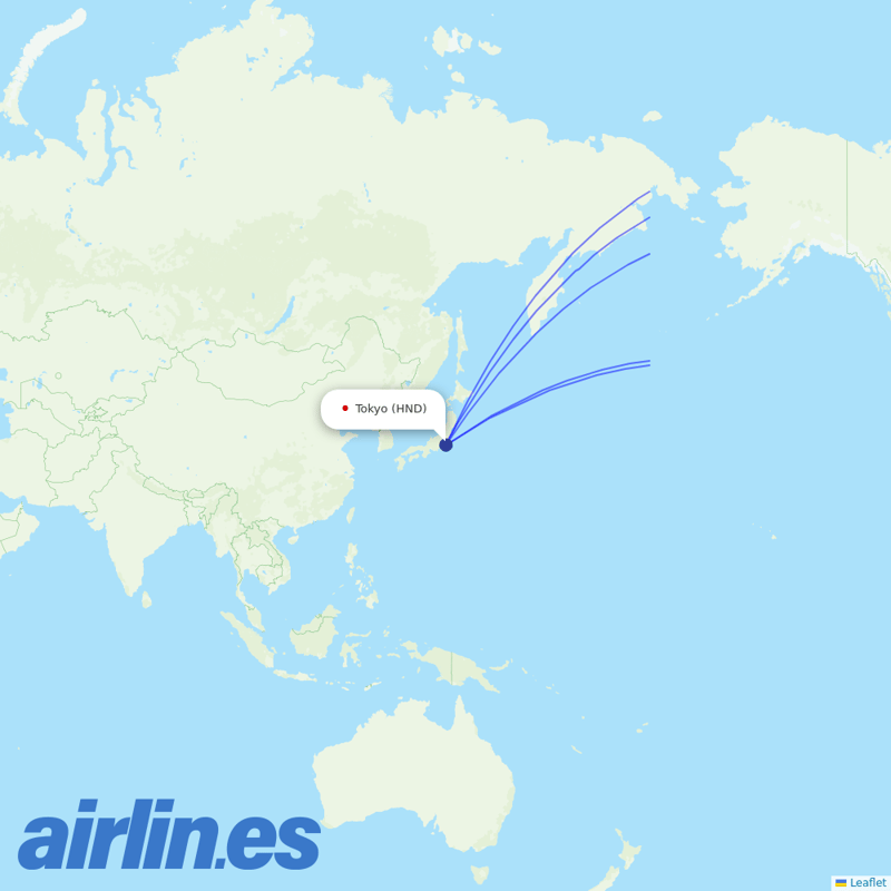 United Airlines from Tokyo International Airport destination map