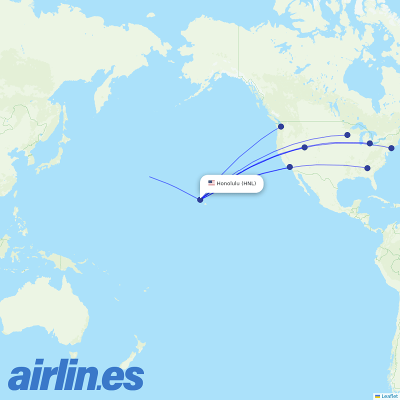 Delta Air Lines from Honolulu International Airport destination map