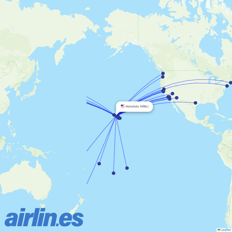 Hawaiian Airlines from Honolulu International Airport destination map