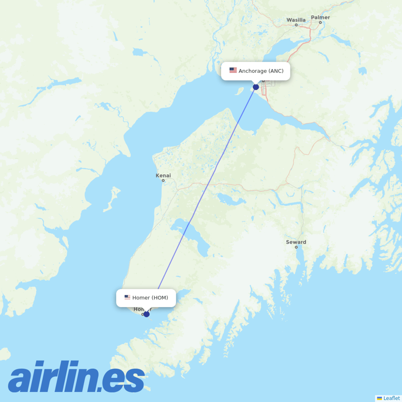 Ravn Alaska from Homer destination map