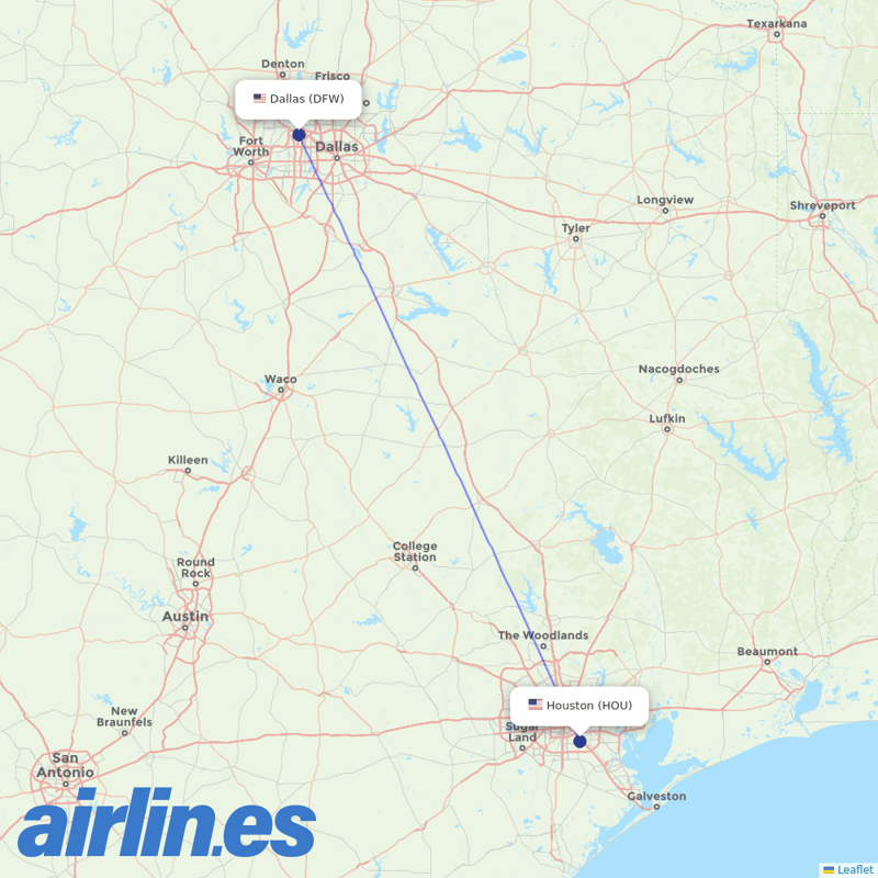 American Airlines from William P. Hobby Airport destination map