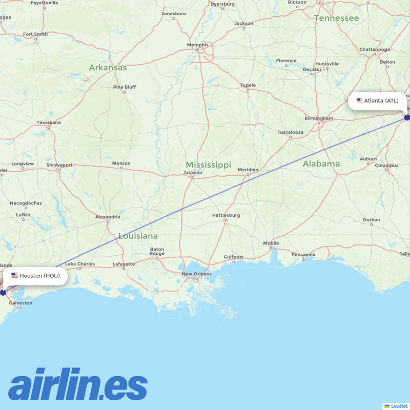 Delta Air Lines from William P. Hobby Airport destination map