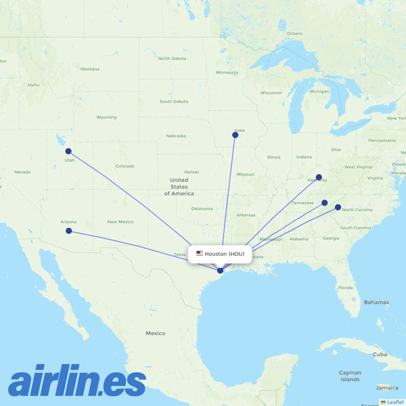 Allegiant Air from William P. Hobby Airport destination map