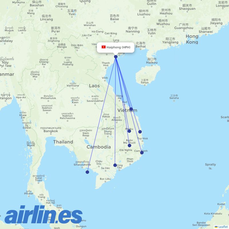 Bamboo Airways from Cat Bi International Airport destination map