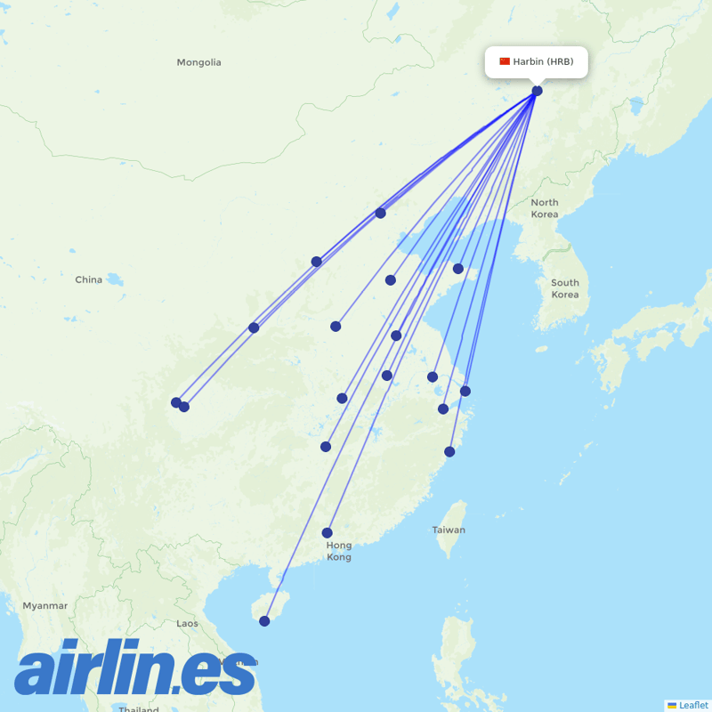 Sichuan Airlines from Taiping Airport destination map