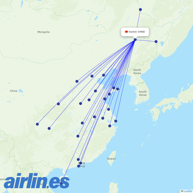 China Southern Airlines from Taiping Airport destination map