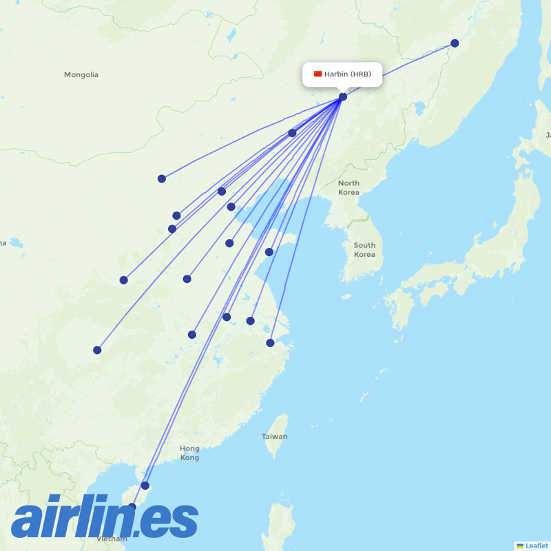 Hainan Airlines from Taiping Airport destination map