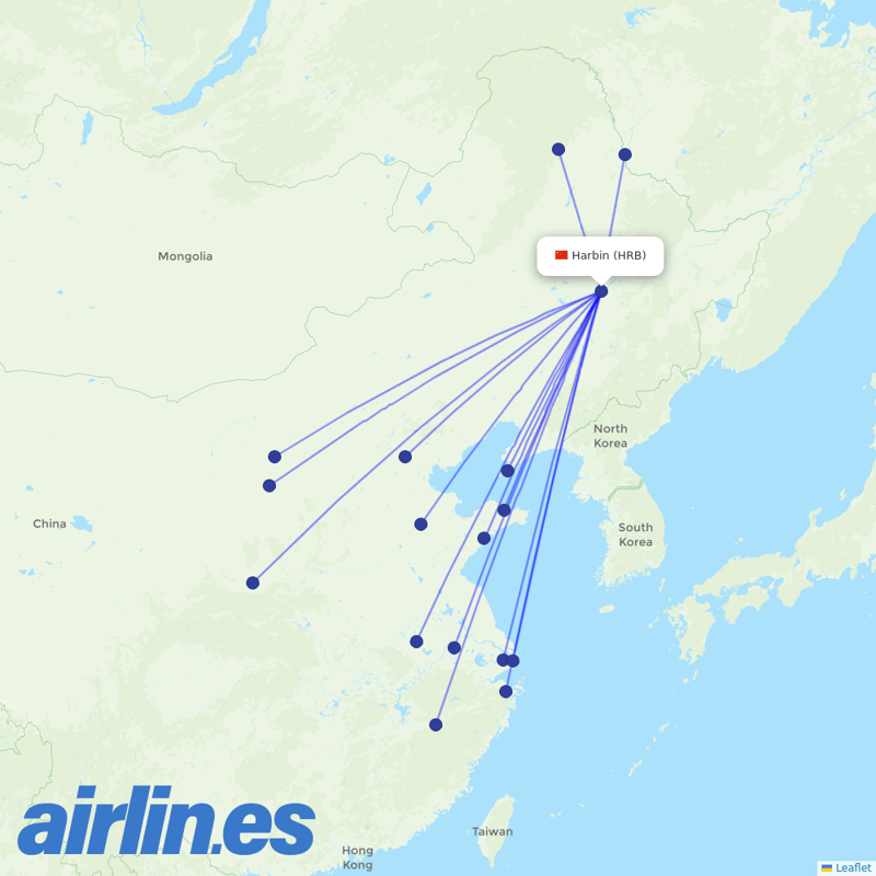 China Eastern Airlines from Taiping Airport destination map