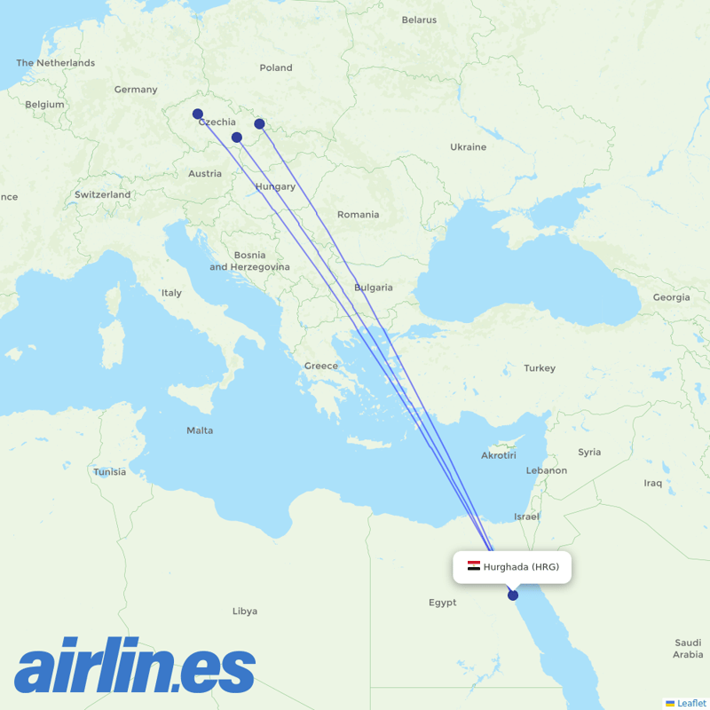 SmartWings from Hurghada International Airport destination map